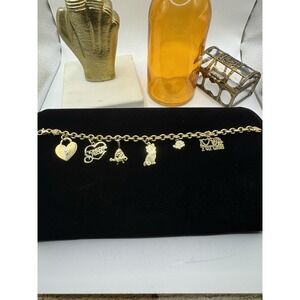 10 KT Gold Charm Bracelet W/ 6 14KT Gold Charms